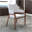 Leather Dining Chair with Curved Open Back and Rubberwood Legs in White