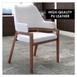 Leather Dining Chair with Curved Open Back and Rubberwood Legs in White