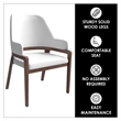 Leather Dining Chair with Curved Open Back and Rubberwood Legs in White