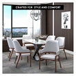 Leather Dining Chair with Curved Open Back and Rubberwood Legs in White