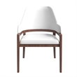 Leather Dining Chair with Curved Open Back and Rubberwood Legs in White