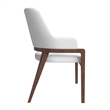 Leather Dining Chair with Curved Open Back and Rubberwood Legs in White