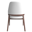 Leather Dining Chair with Curved Open Back and Rubberwood Legs in White