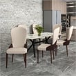 Leather Dining Chair Kitchen Accent Side Chair with Rubberwood Legs in Brown