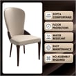 Leather Dining Chair Kitchen Accent Side Chair with Rubberwood Legs in Brown