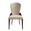 Leather Dining Chair Kitchen Accent Side Chair with Rubberwood Legs in Brown
