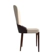 Leather Dining Chair Kitchen Accent Side Chair with Rubberwood Legs in Brown
