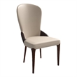 Leather Dining Chair Kitchen Accent Side Chair with Rubberwood Legs in Brown