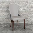 Leather Dining Chair Kitchen Accent Side Chair with Rubberwood Legs in Gray