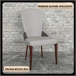 Leather Dining Chair Kitchen Accent Side Chair with Rubberwood Legs in Gray