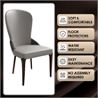 Leather Dining Chair Kitchen Accent Side Chair with Rubberwood Legs in Gray