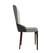 Leather Dining Chair Kitchen Accent Side Chair with Rubberwood Legs in Gray