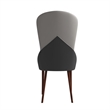 Leather Dining Chair Kitchen Accent Side Chair with Rubberwood Legs in Gray