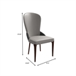 Leather Dining Chair Kitchen Accent Side Chair with Rubberwood Legs in Gray