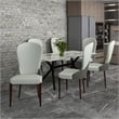 Leather Dining Chair Kitchen Accent Side Chair with Rubberwood Legs in Taupe