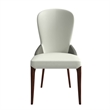 Leather Dining Chair Kitchen Accent Side Chair with Rubberwood Legs in Taupe