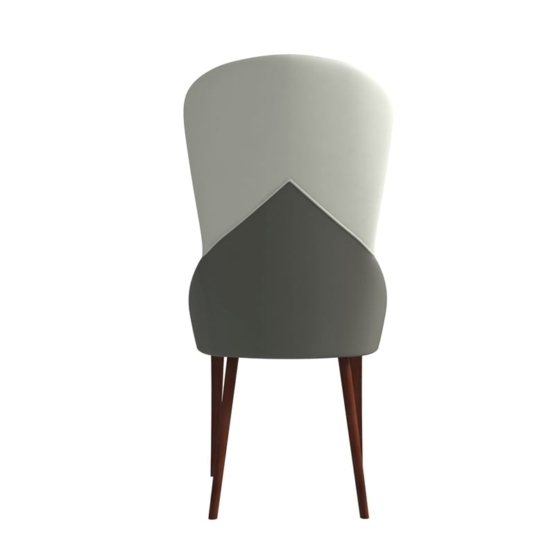 Leather Dining Chair Kitchen Accent Side Chair with Rubberwood Legs in Taupe