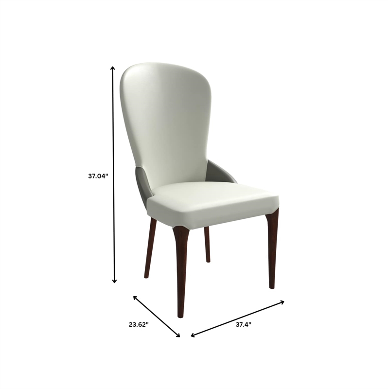 Leather Dining Chair Kitchen Accent Side Chair with Rubberwood Legs in Taupe