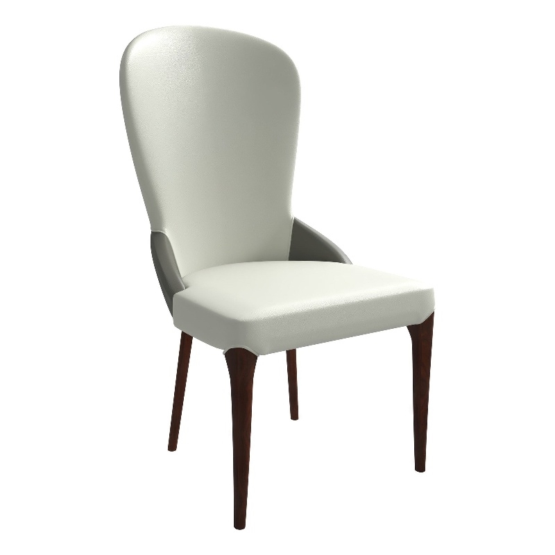 Leather Dining Chair Kitchen Accent Side Chair with Rubberwood Legs in Taupe