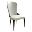 Leather Dining Chair Kitchen Accent Side Chair with Rubberwood Legs in Taupe