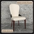 Leather Dining Chair Kitchen Accent Side Chair with Rubberwood Legs in Black