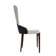 Leather Dining Chair Kitchen Accent Side Chair with Rubberwood Legs in Black