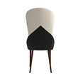Leather Dining Chair Kitchen Accent Side Chair with Rubberwood Legs in Black