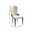 Leather Dining Chair Kitchen Accent Side Chair with Rubberwood Legs in Black