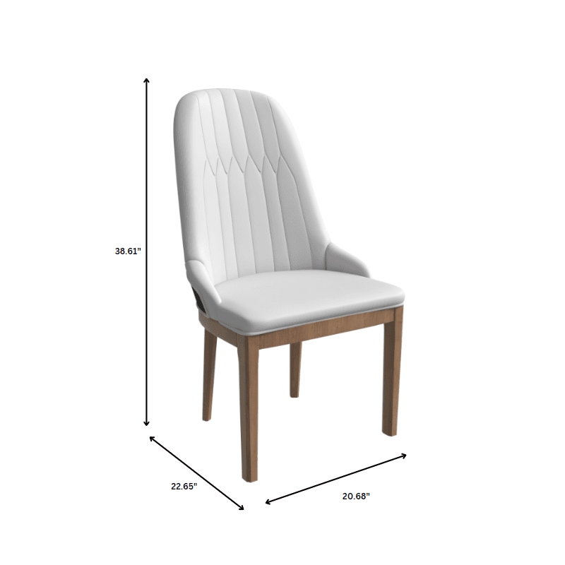 Leather Dining Chair with Rubberwood Legs and Diamond Stitching Back in Black