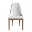 Leather Dining Chair with Rubberwood Legs and Diamond Stitching Back in Black