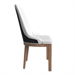 Leather Dining Chair with Rubberwood Legs and Diamond Stitching Back in Black