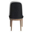 Leather Dining Chair with Rubberwood Legs and Diamond Stitching Back in Black