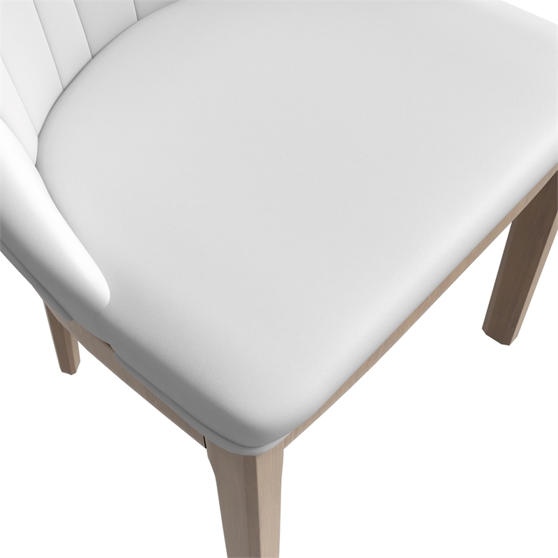 Leather Dining Chair with Rubberwood Legs and Diamond Stitching Back in Black