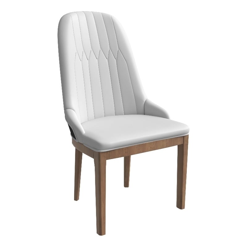 Leather Dining Chair with Rubberwood Legs and Diamond Stitching Back in Black