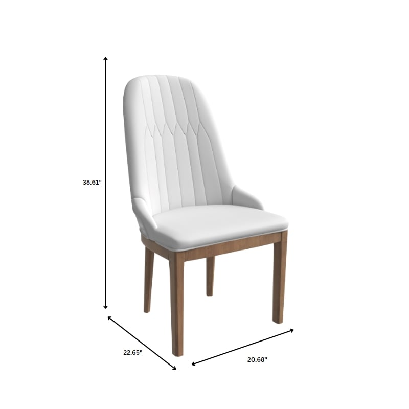 Leather Dining Chair with Rubberwood Legs and Diamond Stitching Back in Black