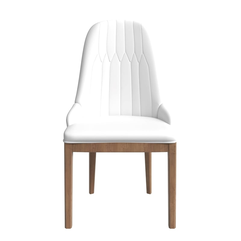 Leather Dining Chair with Rubberwood Legs and Diamond Stitching Back in Black