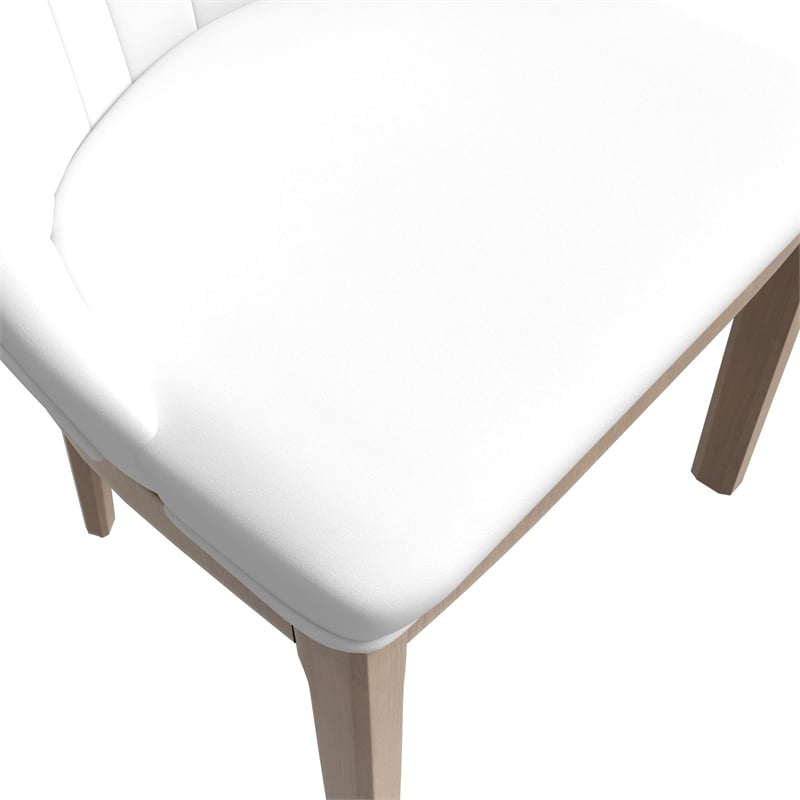 Leather Dining Chair with Rubberwood Legs and Diamond Stitching Back in Black