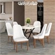 Leather Dining Chair with Rubberwood Legs and Diamond Stitching Back in White