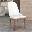 Leather Dining Chair with Rubberwood Legs and Diamond Stitching Back in White