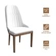 Leather Dining Chair with Rubberwood Legs and Diamond Stitching Back in White