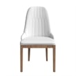 Leather Dining Chair with Rubberwood Legs and Diamond Stitching Back in White