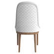 Leather Dining Chair with Rubberwood Legs and Diamond Stitching Back in White