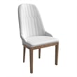 Leather Dining Chair with Rubberwood Legs and Diamond Stitching Back in White