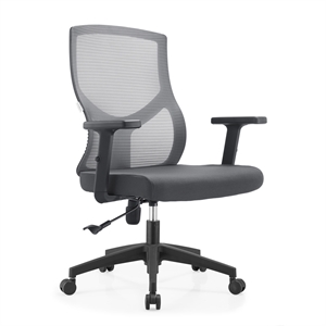 Mid-Back Fabric Office Chair with Adjustable Height Swivel Tilt in Gray