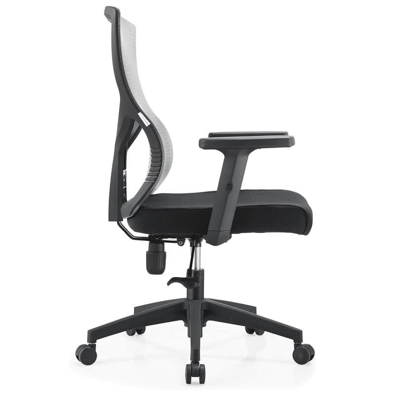 Mid-Back Fabric Office Chair with Adjustable Height Swivel Tilt in Gray