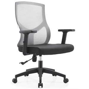 Mid-Back Fabric Office Chair with Adjustable Height Swivel Tilt in Light Gray