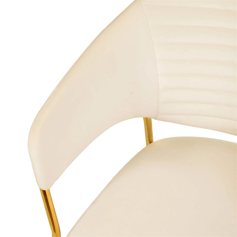 Bella Velvet Upholstered Dining Chair in Off White/Gold Stainless Steel Legs