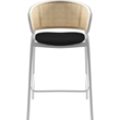Ervilla Wicker Back and Leather Upholstered Bar Stool in Black/White (Set of 2)