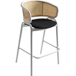 Ervilla Wicker Back and Leather Upholstered Bar Stool in Black/White (Set of 2)