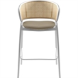 Ervilla Wicker Back and Leather Upholstered Bar Stool in Taupe/White (Set of 2)